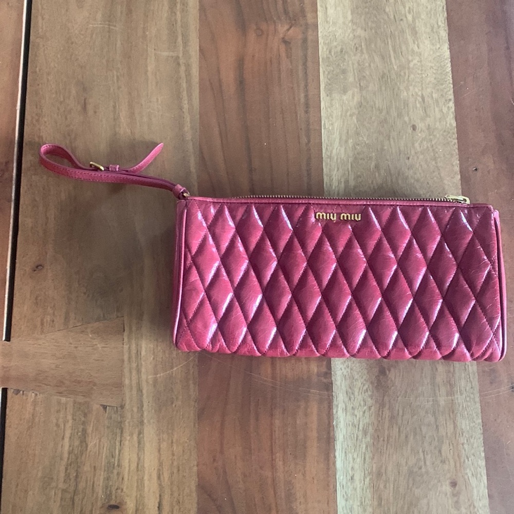 Miu Miu pink wristlet bag